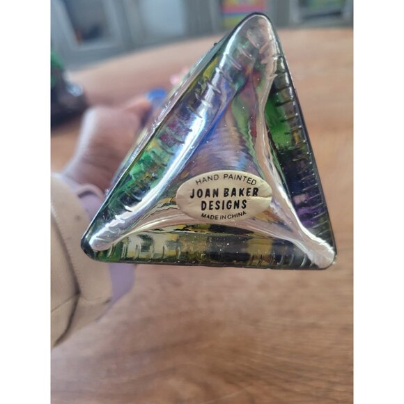 Joan Baker Designs Hand Painted Stained Glass Bud Vase Floral Tall - Picture 3 of 8